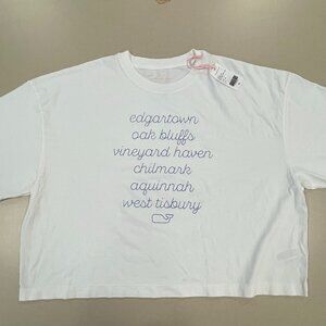 Vineyard Vines Women's Beach Names Crop T-Shirt in White, XL - NWT